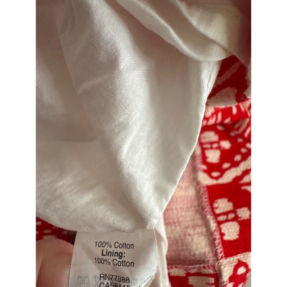 J. Crew Womens Red White Geometric Cotton strapless dress Size 8 lined - Picture 5 of 5